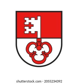 Schweiz, Schweizer Kantonsflagge und Wappen der Stadt Obwalden, Vektorsprengschutz. Schweiz kanton oder Obwald Schweiz Kanton Heraldisches Zeichen und Wappen oder Rüstungsland- und Stadtcrest