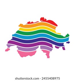 switzerland swoosh silhouette rainbow map