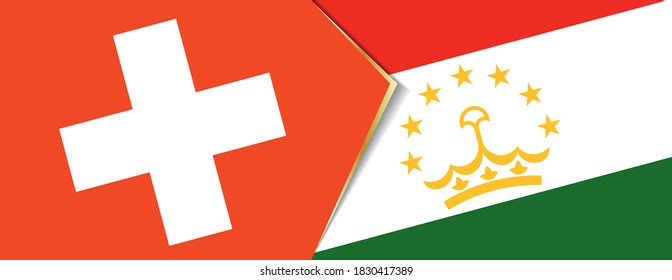 Banderas de Suiza y Tayikistán, dos banderas vectoriales símbolo de relación o enfrentamiento.