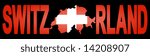 Switzerland text with map on flag illustration