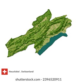 Neuchâtel, Kanton Schweiz Topographische Karte (EPS)