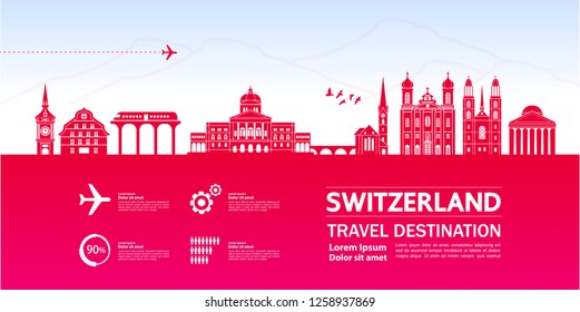 Switzerland Travel Destination Vector.