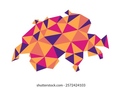 Switzerland triangle origami style map. Geometric map simple abstract tech style.