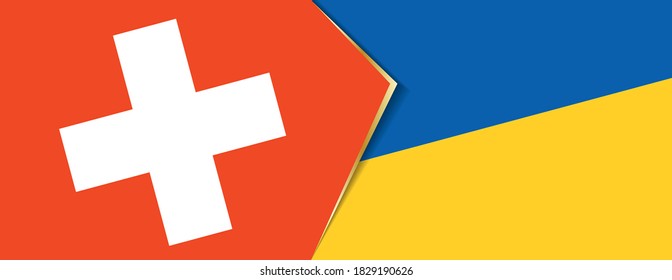 Die Schweiz und die Ukraine Flaggen, zwei Vektorflaggen Symbol für Beziehung oder Konfrontation.