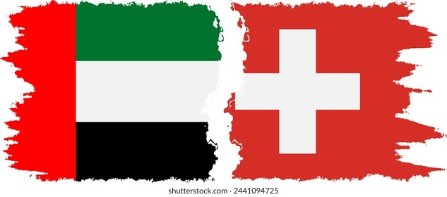 Switzerland and United Arab Emirates grunge flags connection, vector