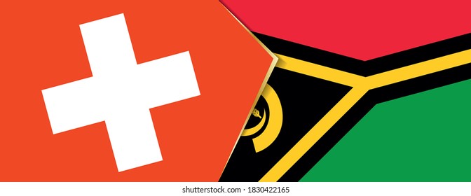 Switzerland and Vanuatu flags, two vector flags symbol of relationship or confrontation.
