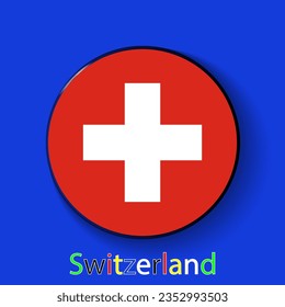 Switzerland vector flag. Football europe 2024 tournament championship. Round badges of the country in the actual championship colors.