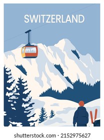 Switzerland Vector Illustration Background. Flat Cartoon Vector Illustration in Color Style.