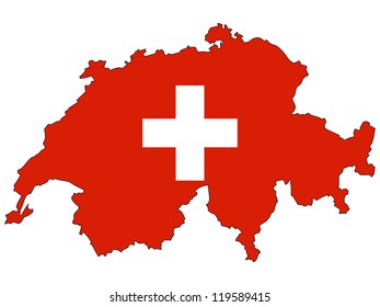 Switzerland vector map with the flag inside.