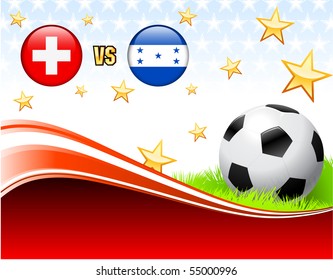Switzerland versus Honduras on Abstract Red Background with Stars Original Illustration