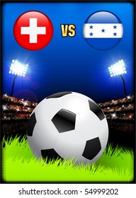 Switzerland versus Honduras on Soccer Stadium Event Background Original Illustration