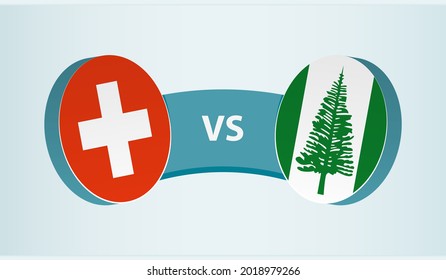 Switzerland versus Norfolk Island, team sports competition concept. Round flag of countries.
