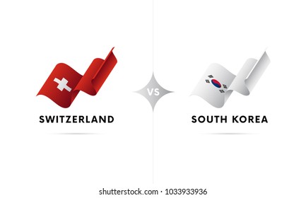 Switzerland versus South Korea. Football. Vector illustration.