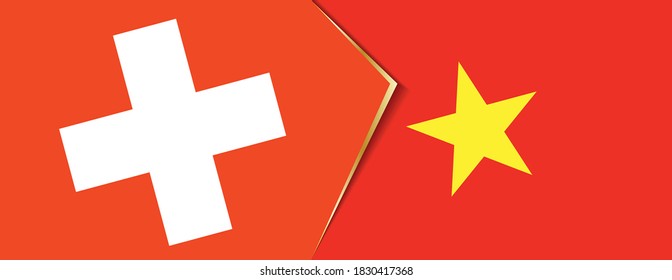 Banderas de Suiza y Vietnam, dos banderas vectoriales símbolo de relación o confrontación.