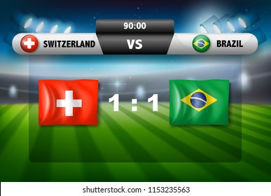 Switzerland VS brazil football match illustration