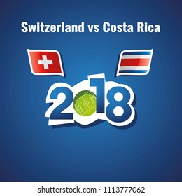 Switzerland vs Costa Rica flags soccer blue background