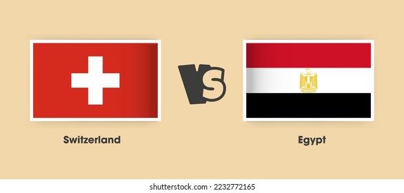 Switzerland vs Egypt flags placed side by side. Creative stylish national flags of Switzerland vs Egypt with background