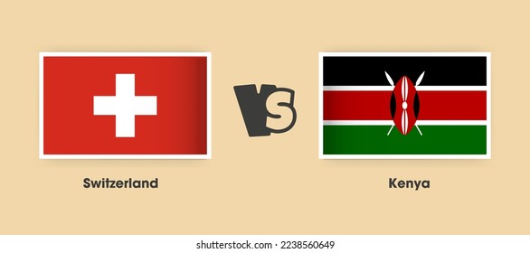 Switzerland vs Kenya flags placed side by side. Creative stylish national flags of Switzerland vs Kenya with background