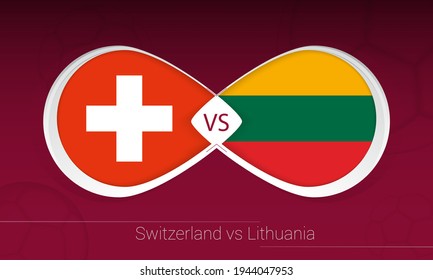 Switzerland vs Lithuania in Football Competition, Group C. Versus icon on Football background. Vector illustration.