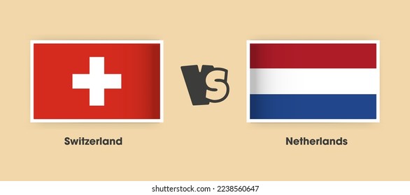 Switzerland vs Netherlands flags placed side by side. Creative stylish national flags of Switzerland vs Netherlands with background