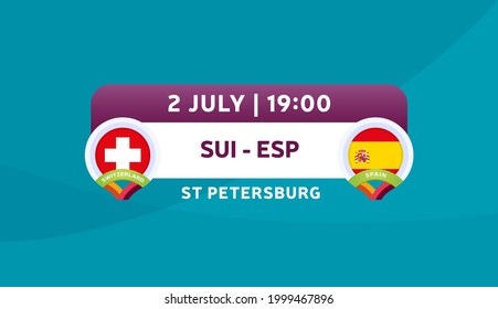 switzerland vs spain match vector illustration Football euro 2020 championship
