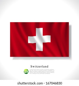 Switzerland waving flag isolated against white background, vector illustration 