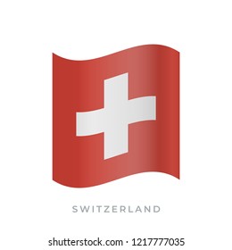Switzerland waving flag vector icon. National symbol of Switzerland. Vector illustration isolated on white.