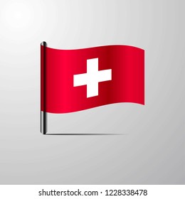 Switzerland waving Shiny Flag design vector