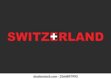 Switzerland Word with heart shape, Switzerland flag vector graphic, Switzerland country flag is a symbol of freedom, National Switzerland flag, vector illustration
