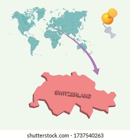 Switzerland's place in the world. 3D map