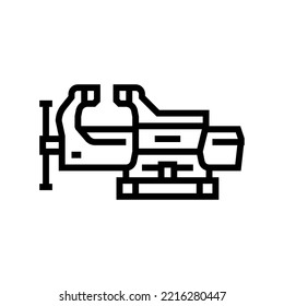 swivel base bench vice line icon vector. swivel base bench vice sign. isolated contour symbol black illustration