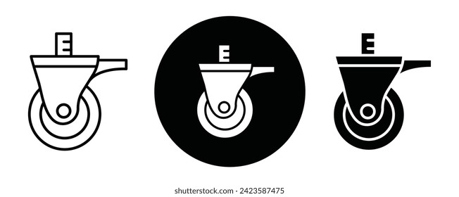 Swivel caster outline icon collection or set. Swivel caster Thin vector line art