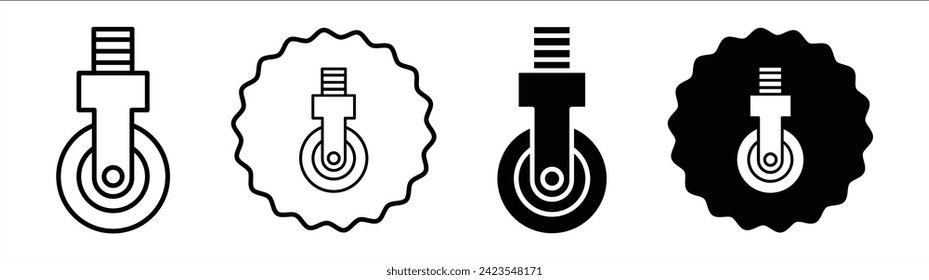 Swivel caster set in black and white color. Swivel caster simple flat icon vector