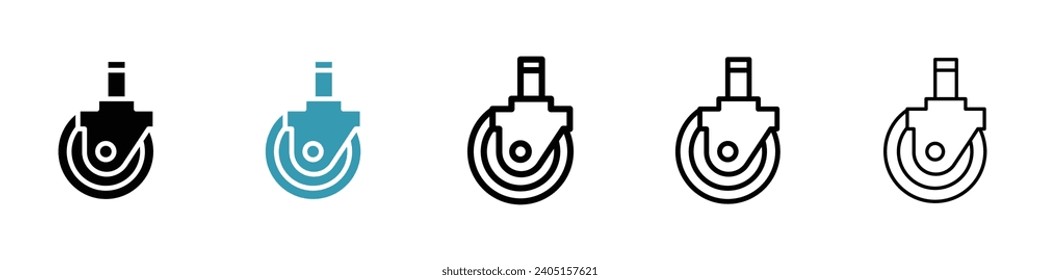 Swivel caster vector icon set. Furniture chair wheel vector illustration. Trolley rubber wheel sign for Ui designs.