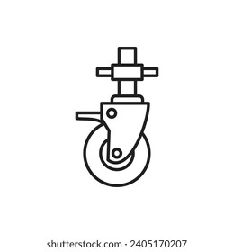 Swivel caster vector line icon illustration