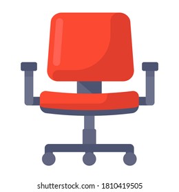 Icono de silla giratoria en estilo plano editable, mobiliario 