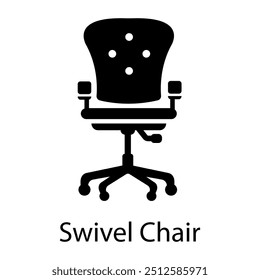 Swivel chair icon in glyph style 