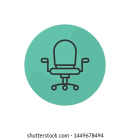 Swivel Chair Vector Illustration, outline sign.