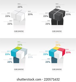 swivel cube infographic template set