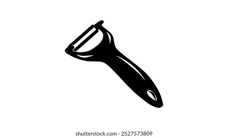 Swivel vegetable peeler, Black Isolated Silhouette