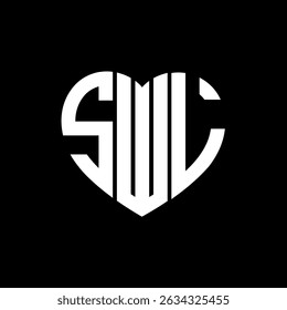 SWL Diseño único del logotipo del Vector de la forma del amor del monograma abstracto.
