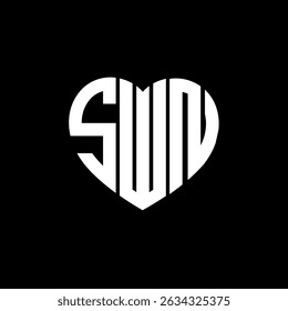 SWN Único abstrato monograma amor forma vetor logotipo design.
