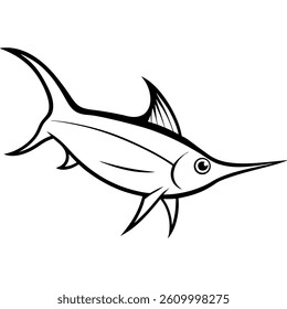 Swoedfish vector line art on white baclground