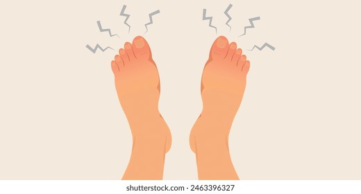 Swollen feet or numb feet feeling tingly, Medical and healthcare vector Concept Illustration.