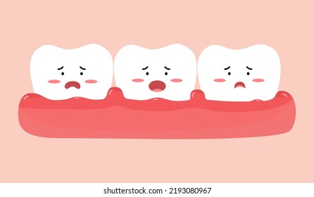 Swollen gum funny tooth cartoon character in flat design.