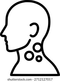 Ganglios linfáticos inflamados como síntoma de un virus, gripe, signo de resfriado, símbolo, Vector, arte