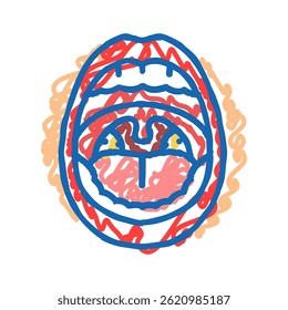 swollen tonsils disease symptom doodle icon sketch vector. swollen tonsils disease symptom sign. isolated symbol illustration