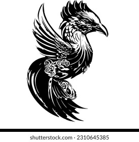Swooping Majesty Stylish Eagle Logo Silhouette Illustration, Fashionable Feathers Stylish Eagle Logo Silhouette with a Touch of Class