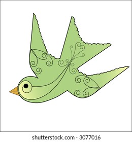 swooping stylized bird