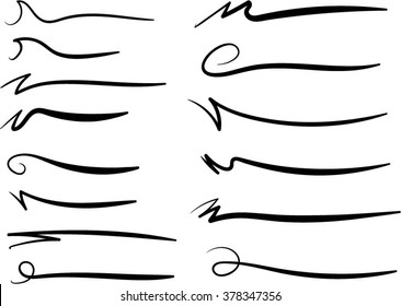 Swoops, swishes, waves, vector brush marks lines